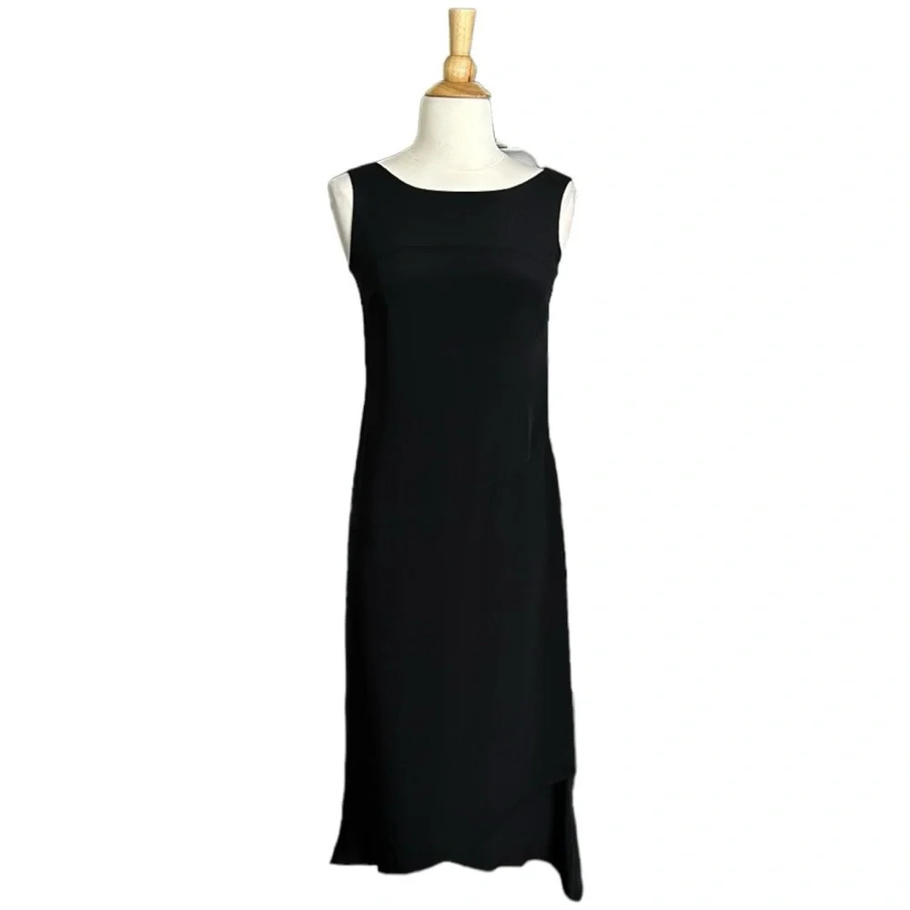 BLOOMINGDALE’S Silk Dress Black‎ Classic Timeless Chic Midi Length, Size 2